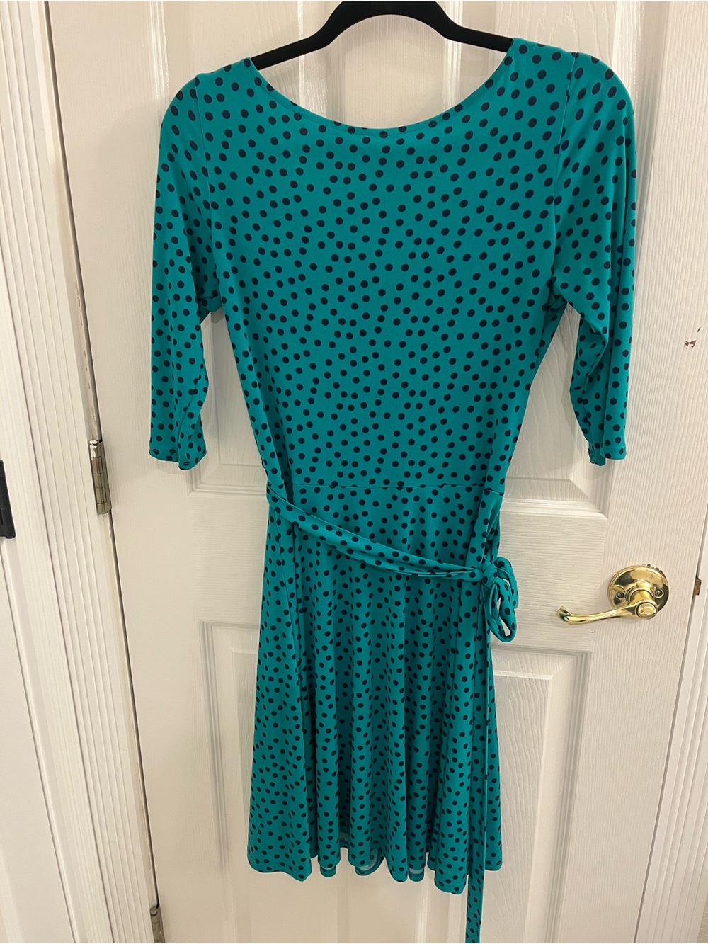 Leota Teal Polka Dot Dress
